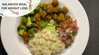Balanced Diet Meal for Weight Loss | Healthy Food Bowl with Brown Rice, Paneer & Veggies