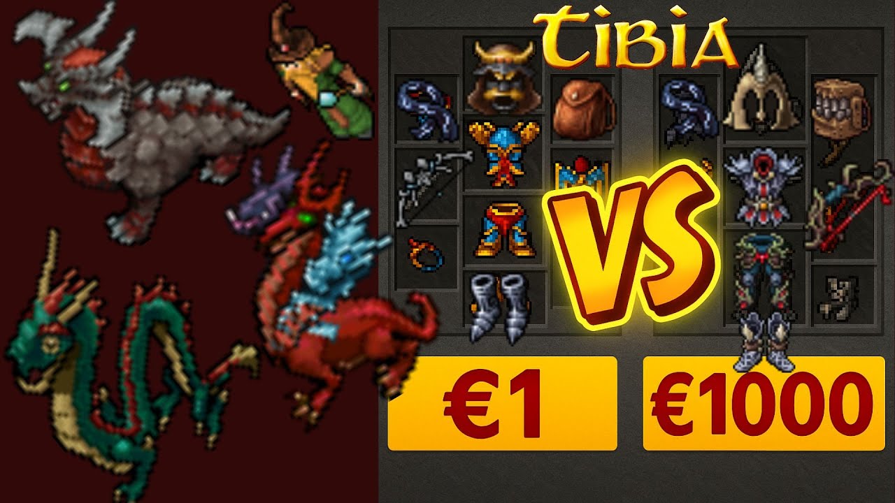 FULL SET de 1000€ vs SET de 1€ en MEGA DRAGONES 🐉 | Tibia