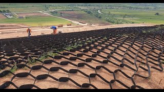 Slope stabilisation for highway infrastructure with Geocells