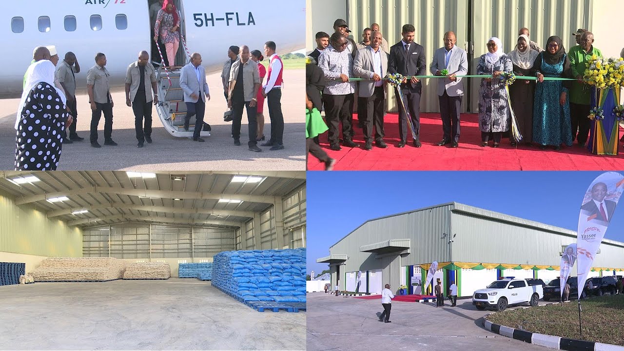 RAIS MWINYI AMEFUNGUA GHALA LA KUHIFADHIA CHAKULA PEMBA UJENZI WA BANDARIZA MKOANI,SHUMBA MJINIWETE