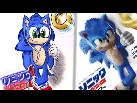sonic-the-hedgehog-movie-2020-japanese-movie-poster-redraw-speedpaint