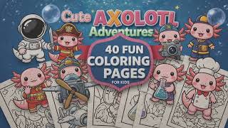 Cute Axolotl Adventures Coloring Pages