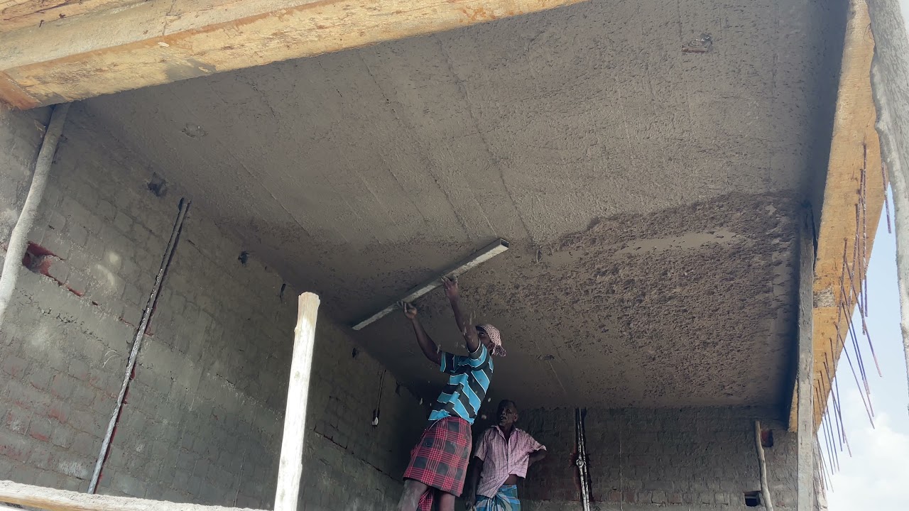 Amazing plastering technique_front portico ceiling speed and easy plastering work using sand cement
