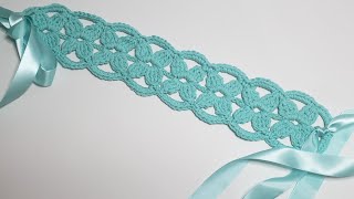 Невероятно красивая летняя повязка на голову крючком. Incredibly beautiful crochet summer headband.