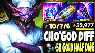 The Cho'GOD DIFF was WAY TOO BIG VS URGOT TOP LANE: 5000+ GOLD AND 2X DAMAGE 💀💀 | s16 Gameplay