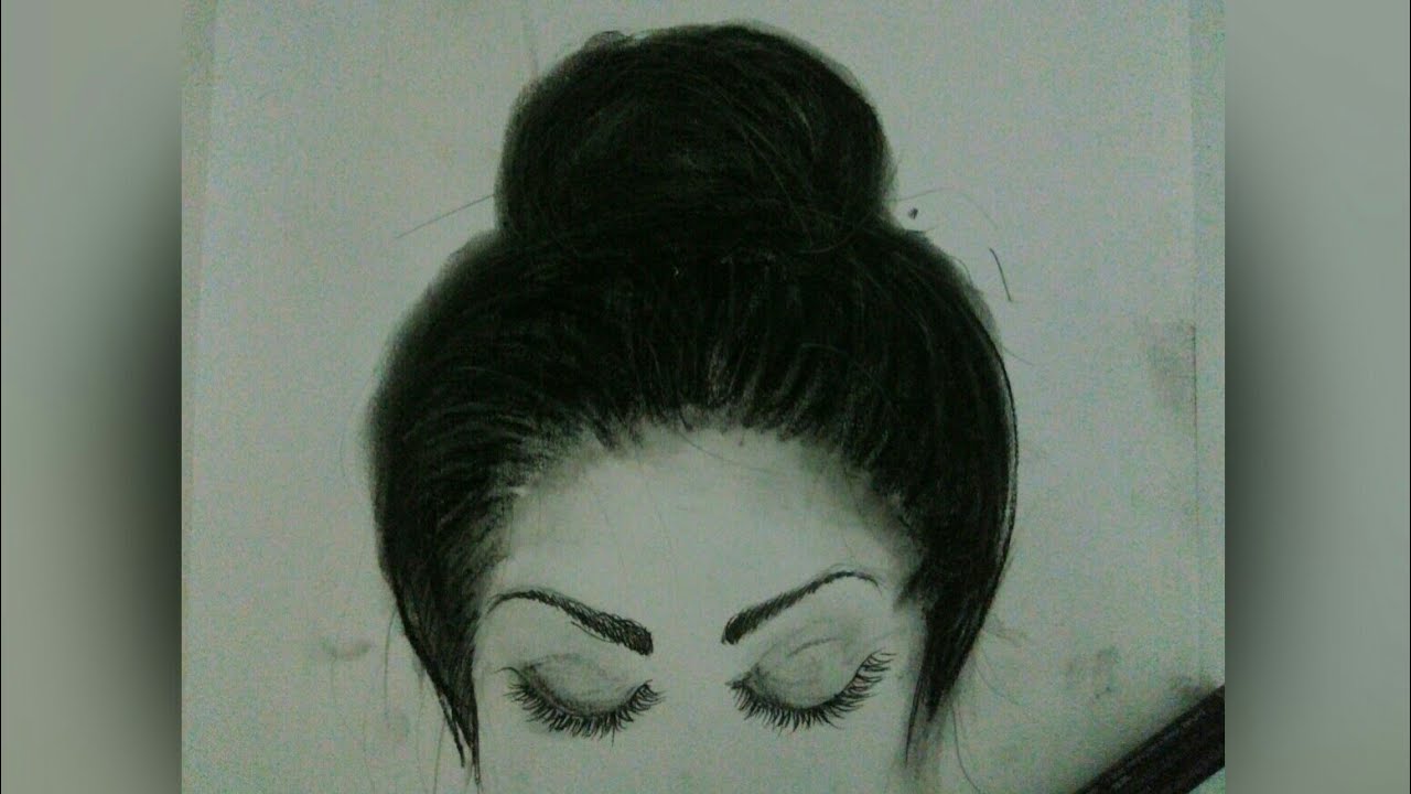 How To Draw A Girl With A Messy Bun Hair Step By Step Youtube