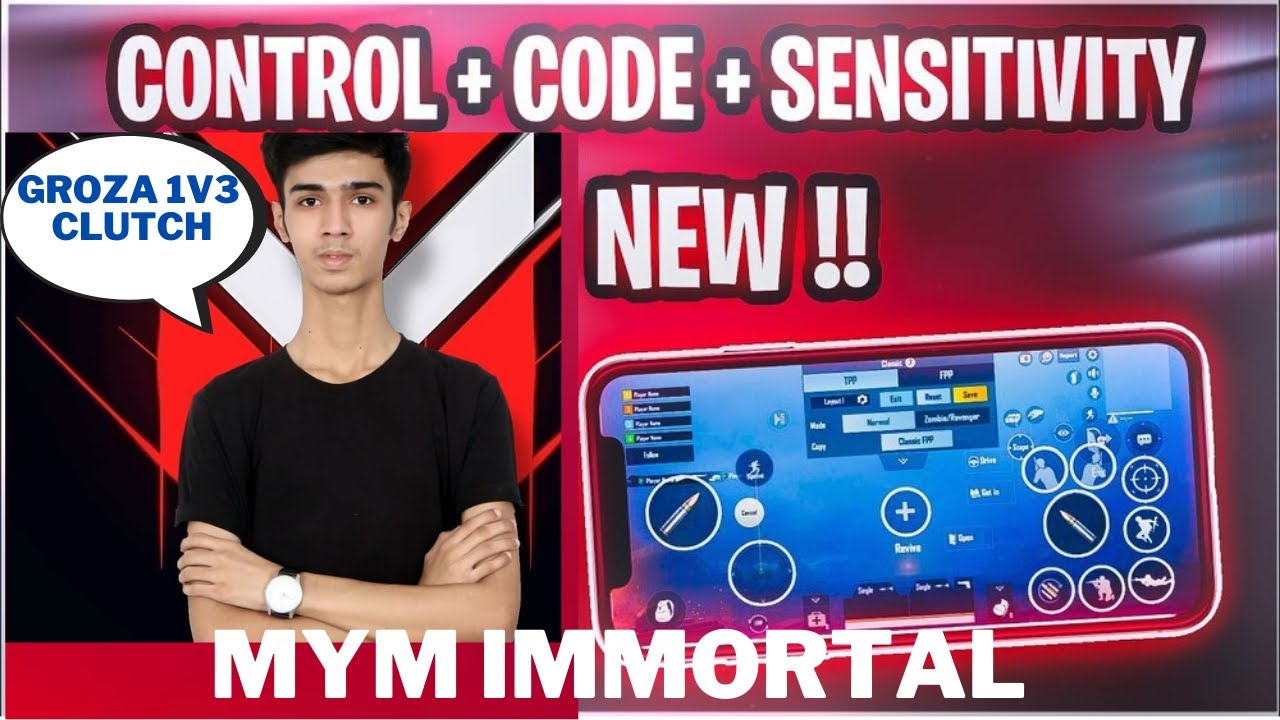Mym Immortal Control Code Sensitivity Code🔥Immortal Pubg Control Code🔥1v3 Groza Clutch in Villager🔥