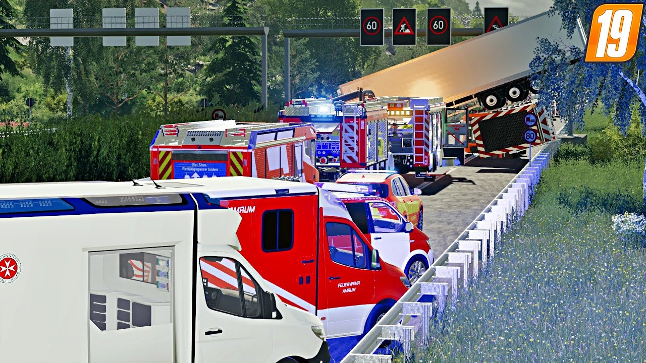 Heftiger UNFALL auf Autobahn: LKW crasht in Warnanhänger | LS19 Feuerwehr