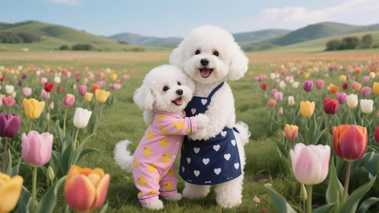 Mom Dog Never Expected a Tulip Field Made with Baby Puppy’s Love 🌷🐶💖