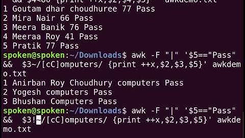 Variables and Operators in awk - Marathi