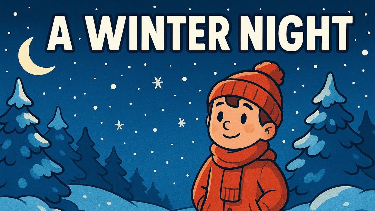 A Winter Night ❄️ | Peaceful Snowy Evening Cartoon Story .
