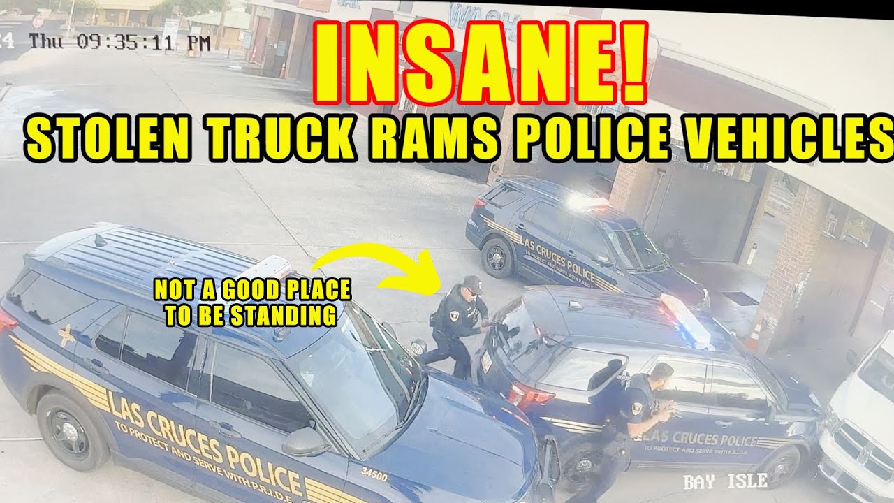 This is what Happens When You Ram a Stolen Truck into Police Cars - YouTube
