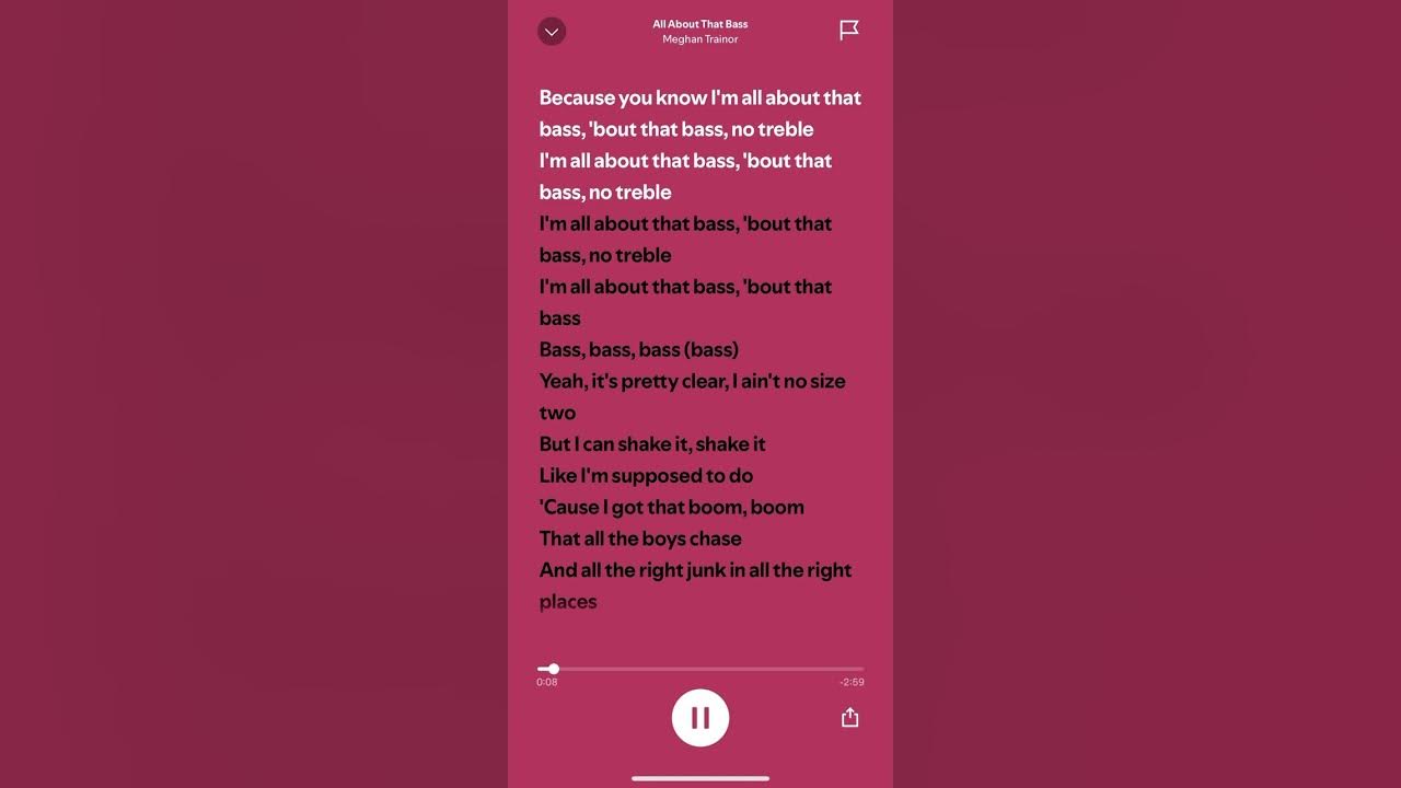 All about that Bass Meghan Trainor #lyrics #pop #spotify #popsonglyrics
