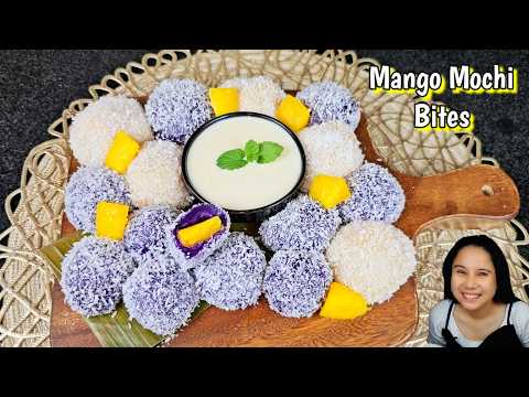 Mango Mochi bites with special creamy coconut dip!
