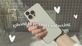 Iphone 14 Pro Max gold unboxing ✨ | cute accessories + camera test ♡