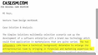 Venture Team Design Workbook Case Solution & Analysis Caseism.com