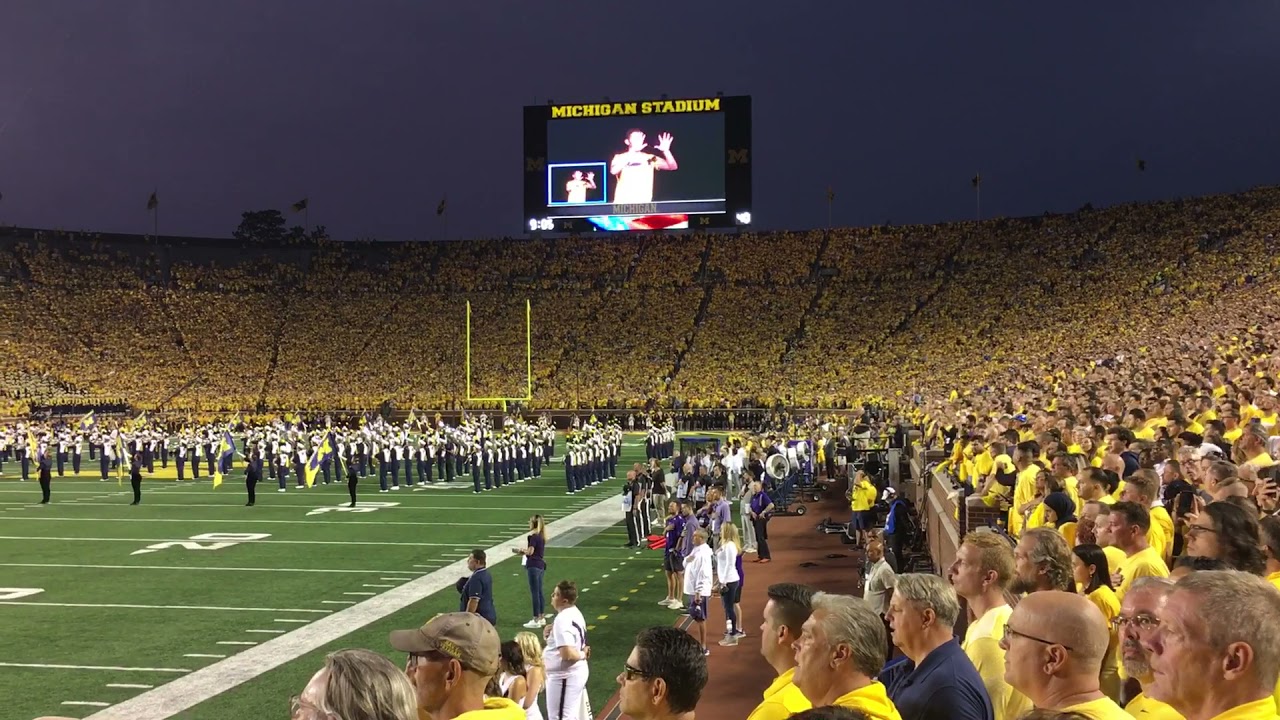National Anthem and F18 Flyover at Michigan Stadium Michigan vs