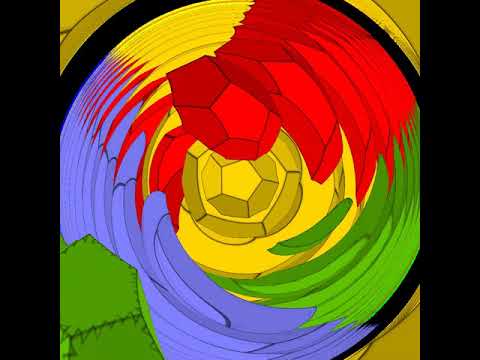 Stretched spherical geometry (120-cell)
Lets return to the stretched spherical geometry, but with another scene!
Stretched spherical geometry explained in https://youtu.be/zwRKzaE_7Mo ; this is the same scene as in https://youtu.be/XUIYga-AfLI . It is possible to arrange the 120-cell in such a way that every dodecahedron has a pair of faces which is orthogonal to the fiber. In this video, we fill four of them.
In the first scene we have k²=0.5 and go along the fiber.
In the second scene we change the metric only slightly (k²=0.975). To all the usual effects of spherical geometry, we add the effect of hitting different places after going around the sphere, caused by stretching the metric.
In the third scene, the fibers are very stretched (k=0.1). 
In the fourth scene, k²=0.5 again, but not going along the fiber.
In the fifth scene, we change k² from 2 to .004.
In the sixth scene, k²=0.975 (not going along the fiber) and in the seventh scene, k²=2.  Stretched spherical geometry (120-cell)