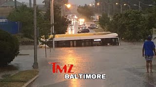 MTA Bus Get’s Submerged Under Water On Hillen Road Baltimore, With 10 Other Vehicle’s Flood *