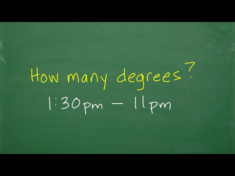 How many degrees are between 1:30 pm and 11 pm?
