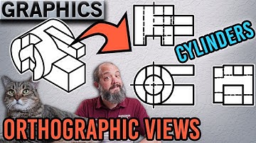 Mastering Orthographic Projection: Drawing Complex Cylinders in Multi-View Engineering Graphics