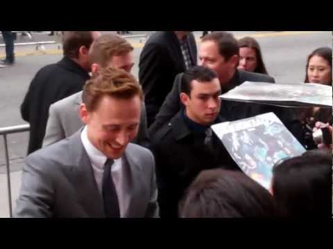 Tom Hiddleston gets a mysterious gift from fans at Marvels The Avengers Premiere