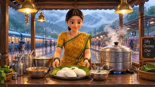 🌧️ Hot Hot Idly at a Rainy Railway Station 🚆🍚 | Indian Street Food Story screenshot 1