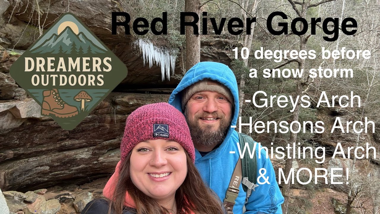 Red River Gorge before a snow storm! Hiking in 10 degrees to 3 different Arches & more! 