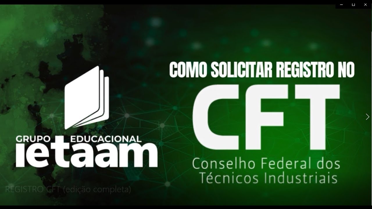Como solicitar o registro no CFT (passo-a-passo completo) - YouTube
