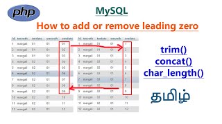 How to add or remove leading 0 in mysql db tamil | trim function concat function in mysql tamil