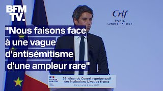 Le discours de Gabriel Attal au dîner du Crif en intégralité