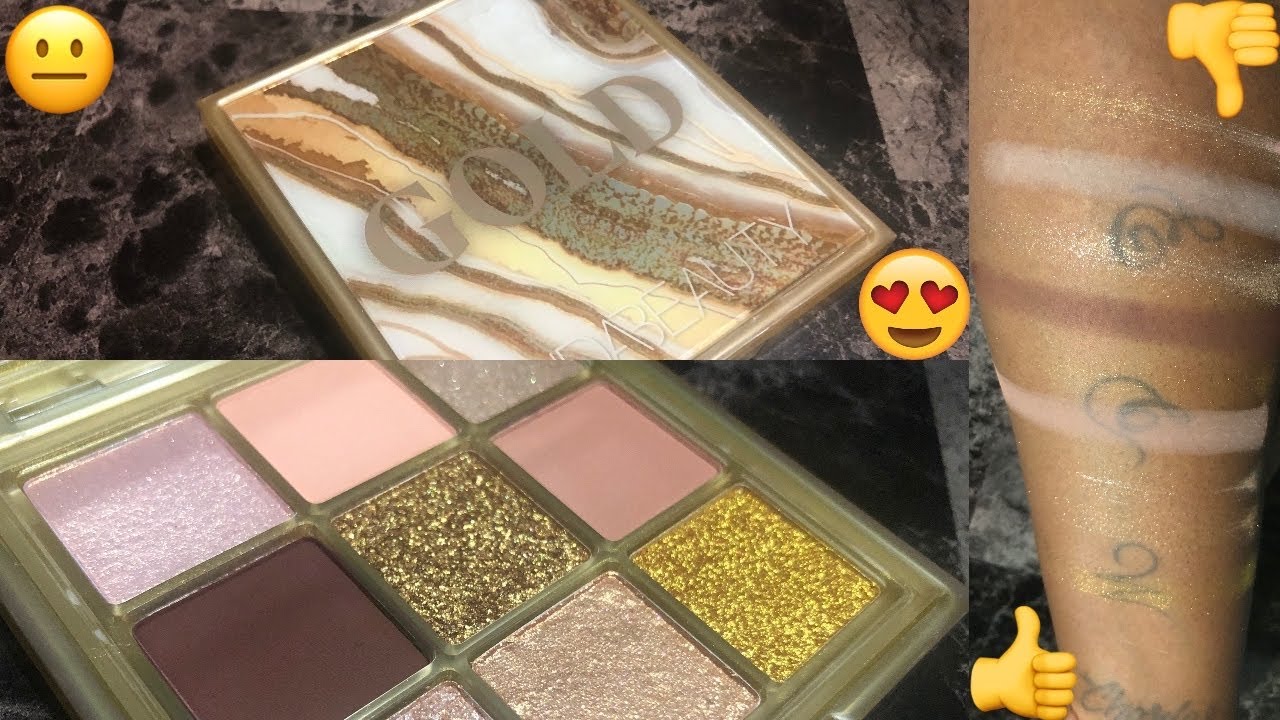 Huda Beauty ‘Gold’ Obsessions Eyeshadow Palette  - LIVE SWATCHES | WOC