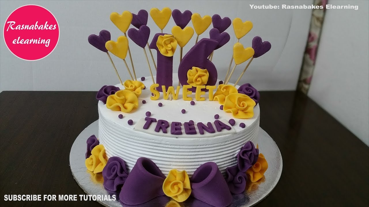 Happy Sweet 16th Birthday Party Cake Design Ideas Decorating Tutorial Sweet Sixteen At Home Classes Youtube