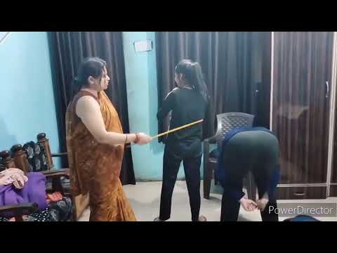 Two Girls Doing Murga Punishment With Stick The Mother 