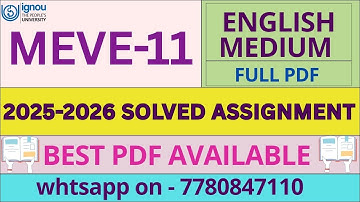 MEVE11 Solved Assignment 2025-26 | IGNOU Solved Assignment Answers