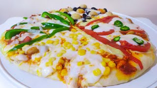 بيتزا الفصول الاربعه مع سر العجينه الهشه/Four Seasons Pizza With The Secret Of fluffy Dough