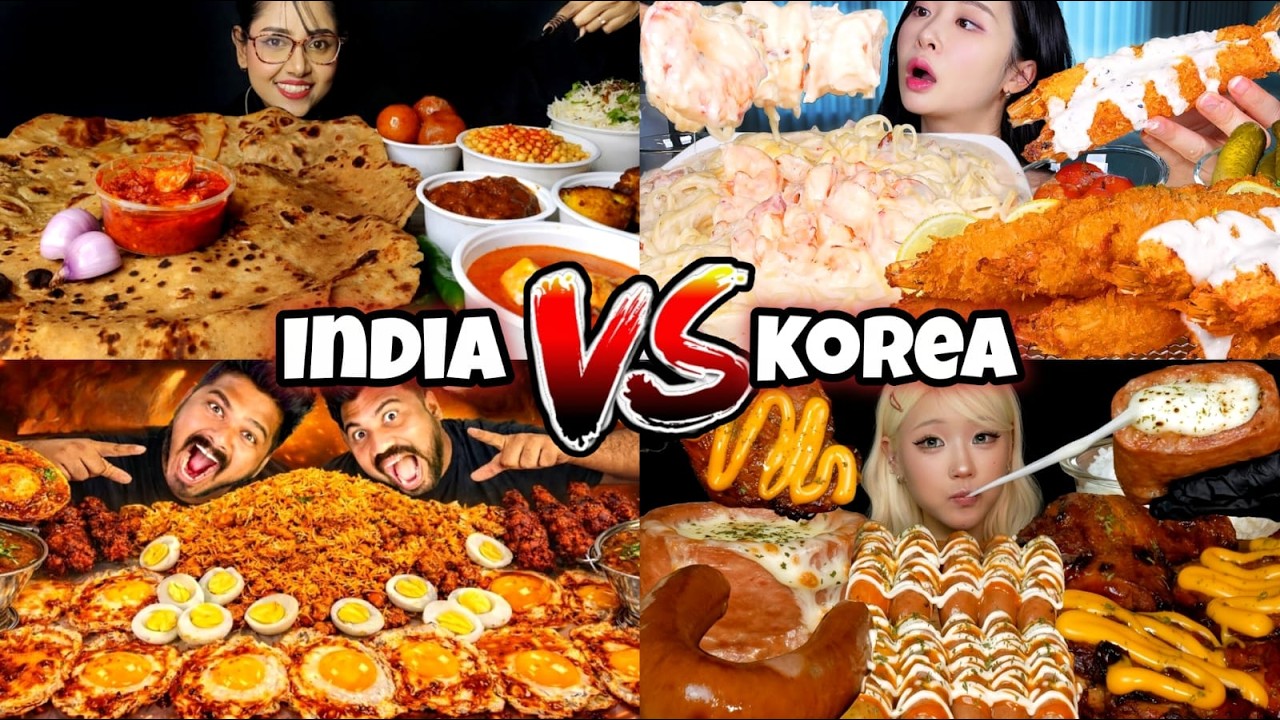 🔥 INDIA 🇮🇳 vs KOREA 🇰🇷 Mukbang Challenge! Who Eats Better 🤤 Chicken, Rice, Eggs & Seafood