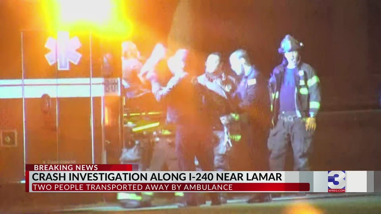 Two hospitalized after car crashes into ditch on I-240 - YouTube