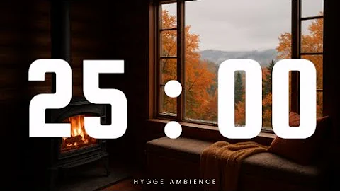 🍂 25-Minute Cozy Autumn Cabin Countdown Timer | Study, Classroom, Focus | Hygge Ambience
