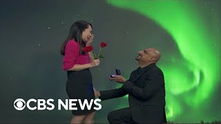 CBS meteorologist receives dream marriage proposal while filming segment about northern lights