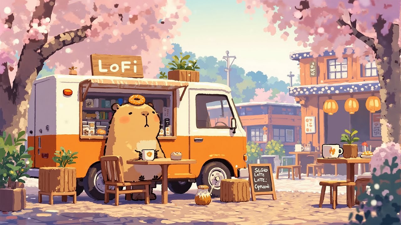 🌞Morning Chill Vibes ☕Enjoy Emotional Music at a Street Café ~ Relax with Capybara 24/7