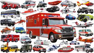 Learn Emergency Vehicles 🚒🚁 | Rescue Vehicles, Fire Helicopters & Planes