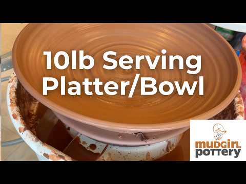 Video thumbnail for Mudgirl Pottery throwing a ten pound platter or shallow bowl on the wheel