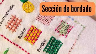 Mi diario de bordado: puntadas de hoy: COUCHED TRELLIS, BASKET y BURDEN 🪡🧵