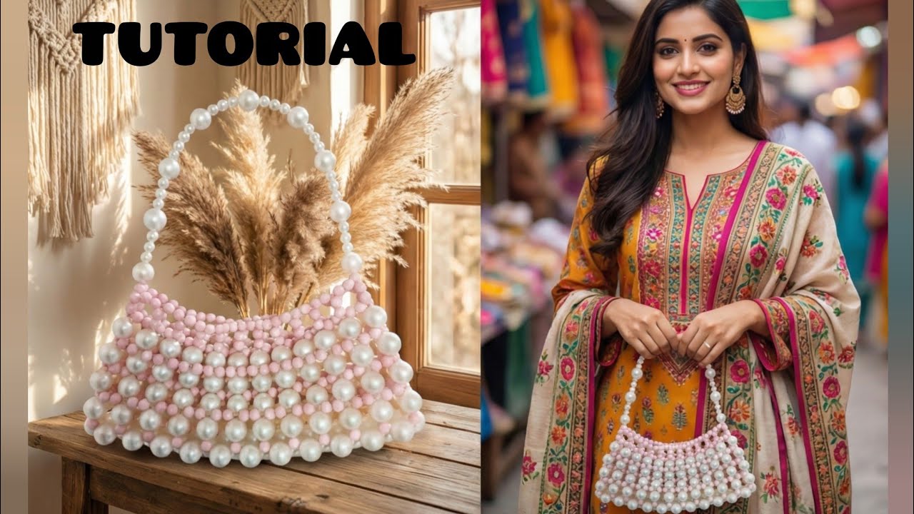 BEADED BAG TUTORIAL FOR BEGINNERS 👜| Handmade Vintage Bag ✨/Wedding special clutch bag