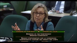 Famous Elizabeth May in committee: the leaders’ debate commission is vital to our democracy. Profile
