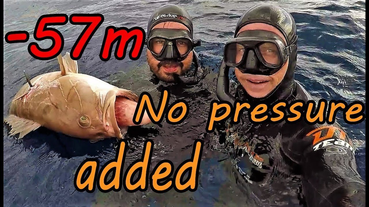 Χωρίς πίεση - Σφυρίδα στα -57m!!!/No pressure added -White grouper -57m!!!