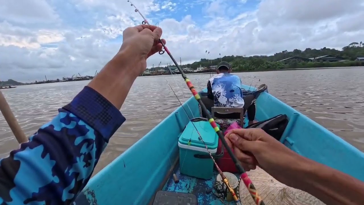 Mancing udang galah sungai kemena bintulu sarawak.