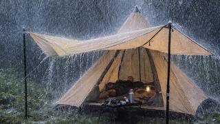 ENJOYING BAD WEATHER LIGHTNING STORMS AND VERY HEAVY RAIN ‼️CAMPING IN HEAVY RAIN⛈️