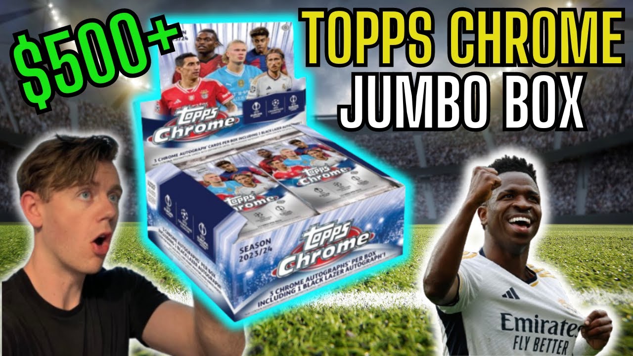 4 Autos! Jumbo Hobby Box 2023-24 Topps Chrome UEFA Champions League Soccer Opening!